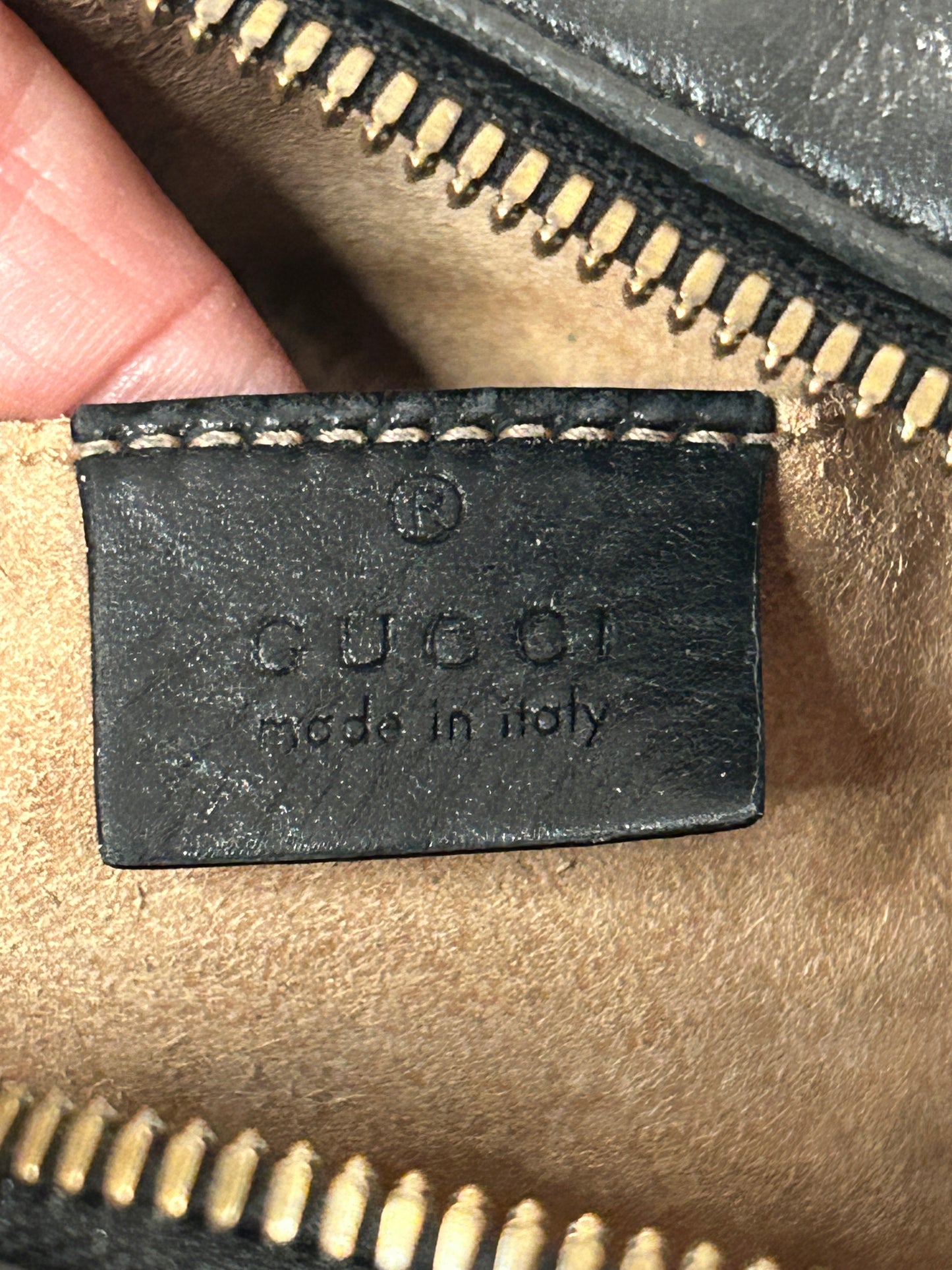 GUCCI Black Leather GG Marmont Small Camera Bag