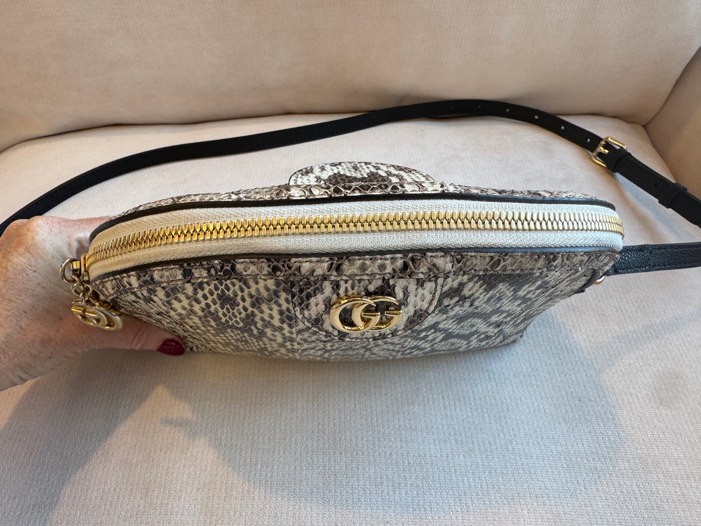 GUCCI $3,000 Python Snake Small Dome Crossbody Bag