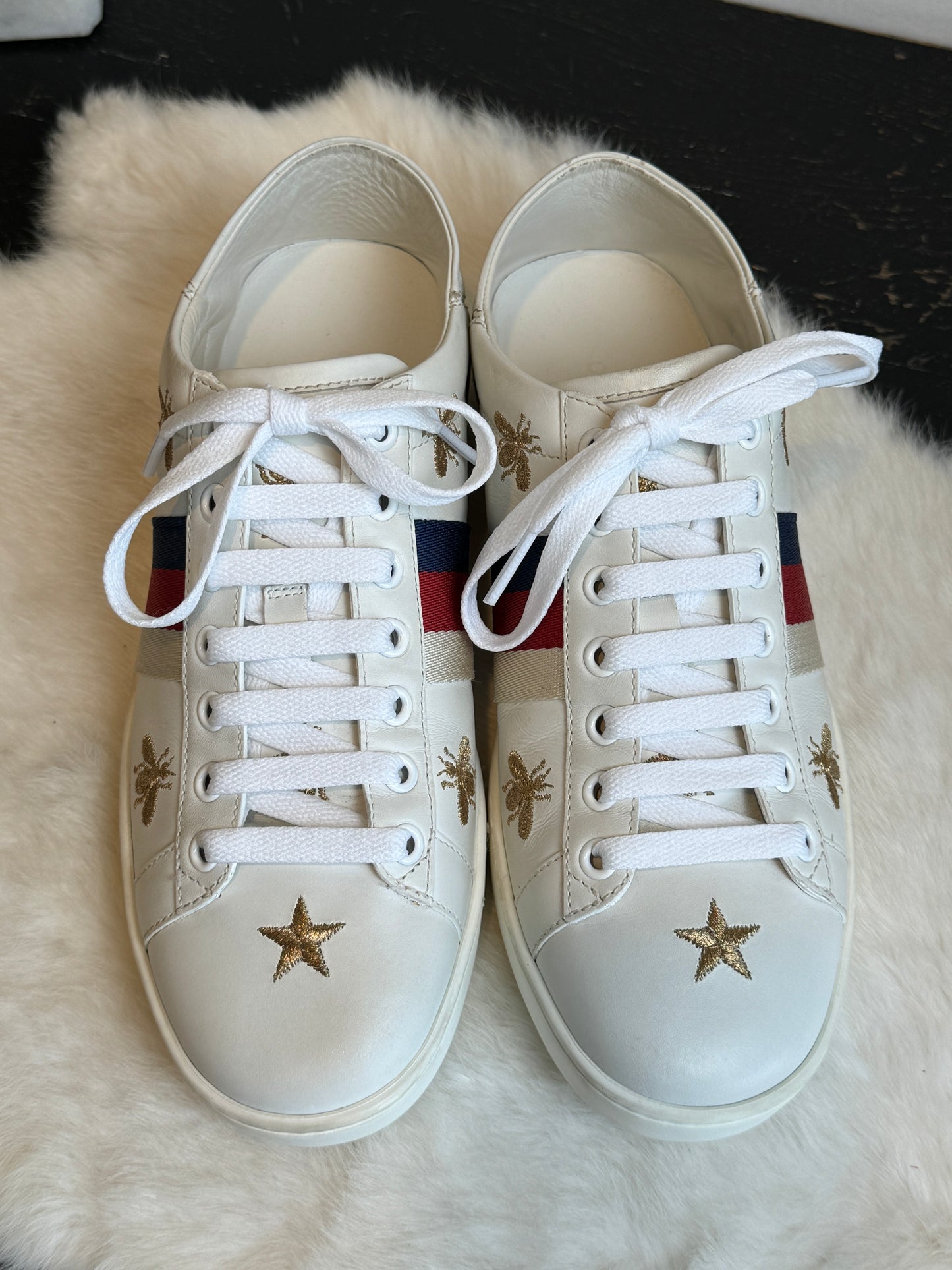 Gucci Ace Metallic Soft Heel Sneakers Size 36.5EU