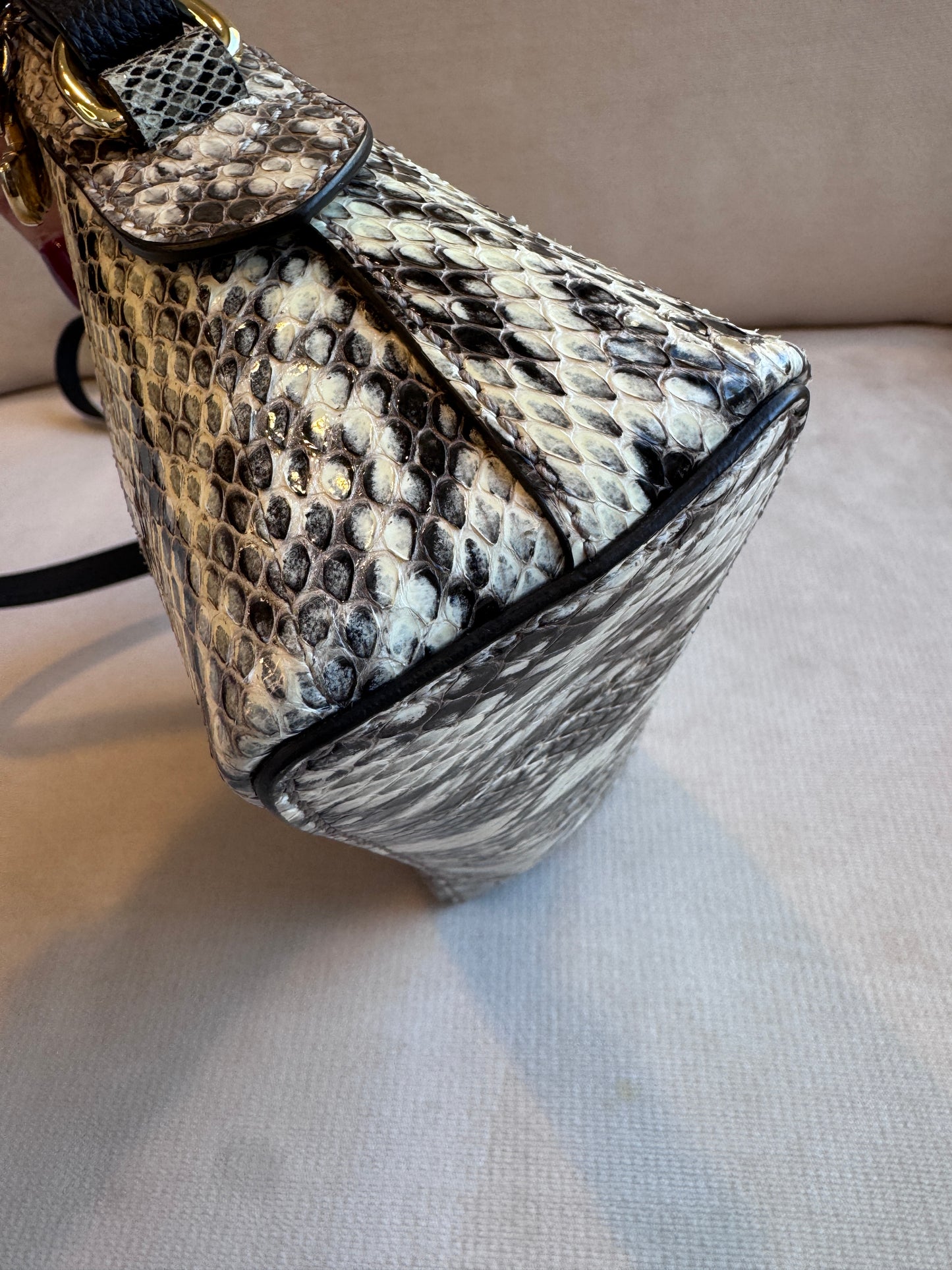 GUCCI $3,000 Python Snake Small Dome Crossbody Bag