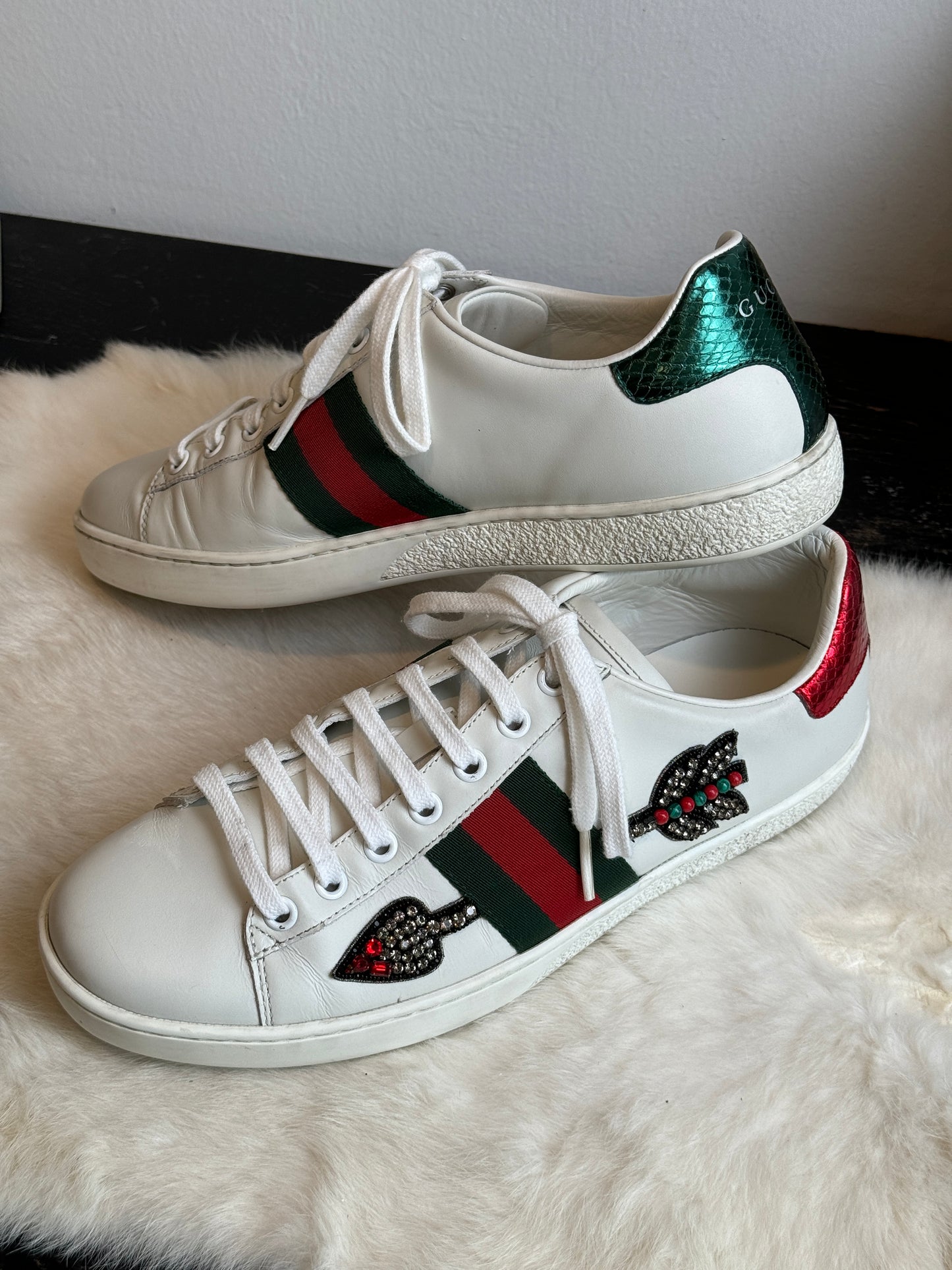 Gucci Ace Rhinestone Arrows Sneakers Size 37.5EU