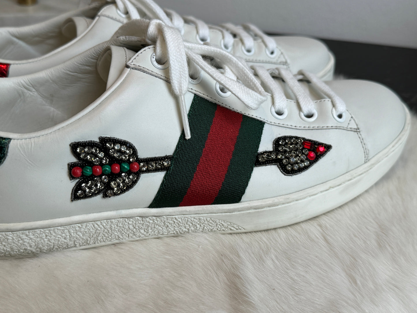 Gucci Ace Rhinestone Arrows Sneakers Size 37.5EU