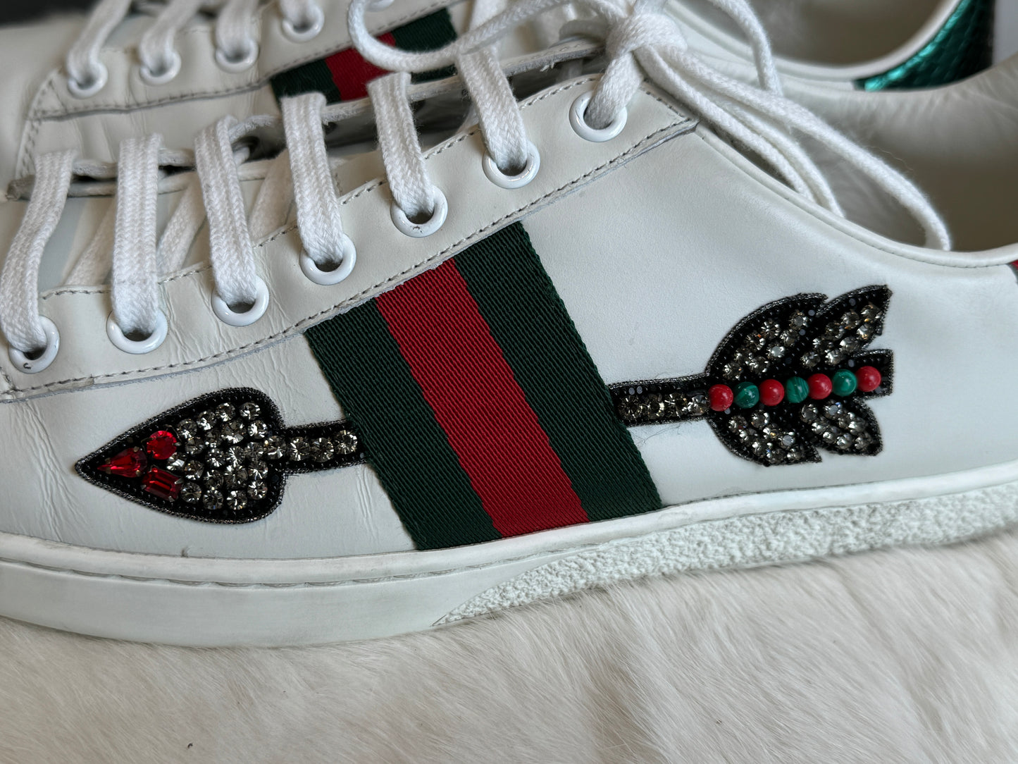 Gucci Ace Rhinestone Arrows Sneakers Size 37.5EU