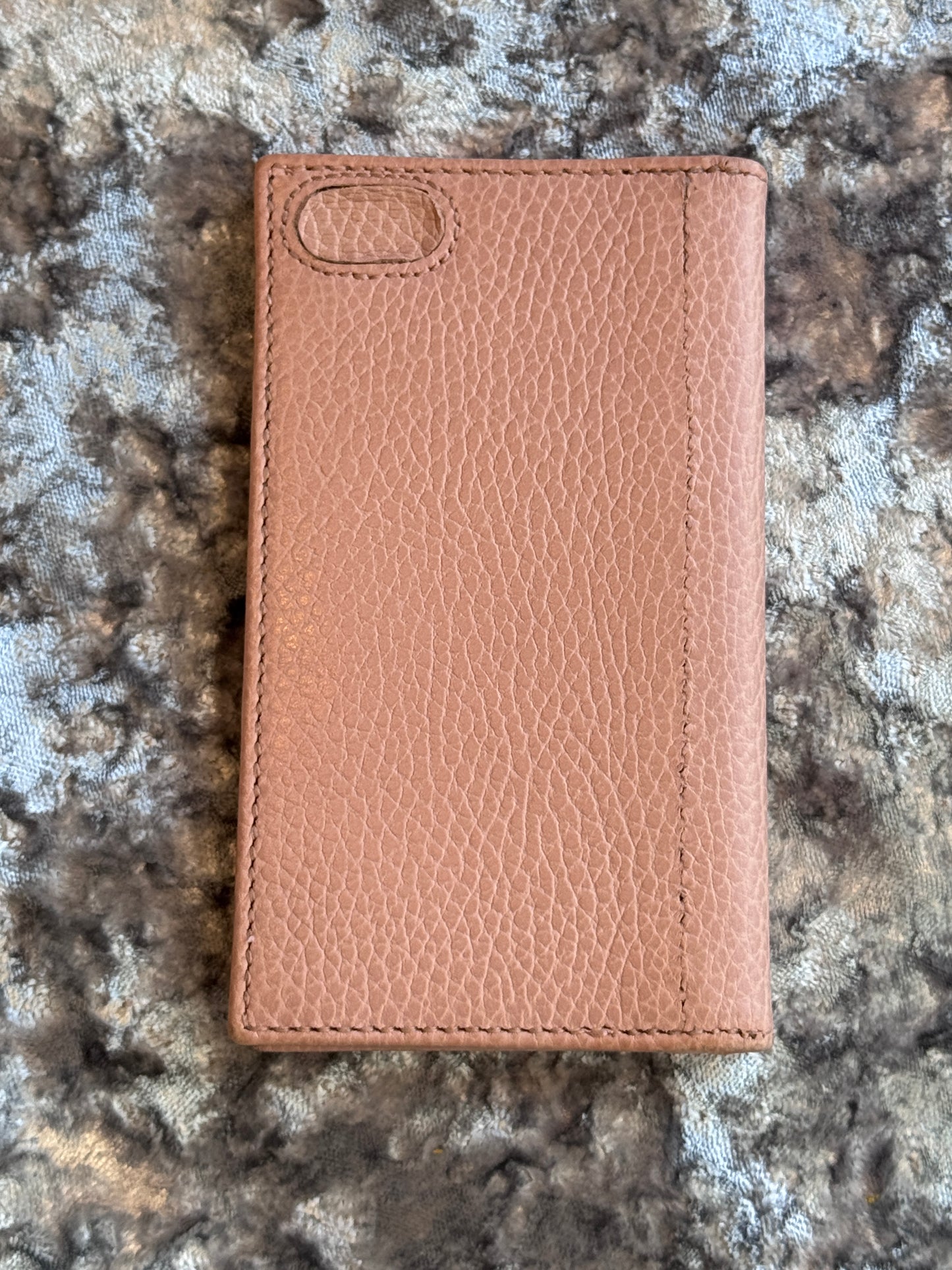 GUCCI GG Pebbled Leather Card Holder Lt Pink