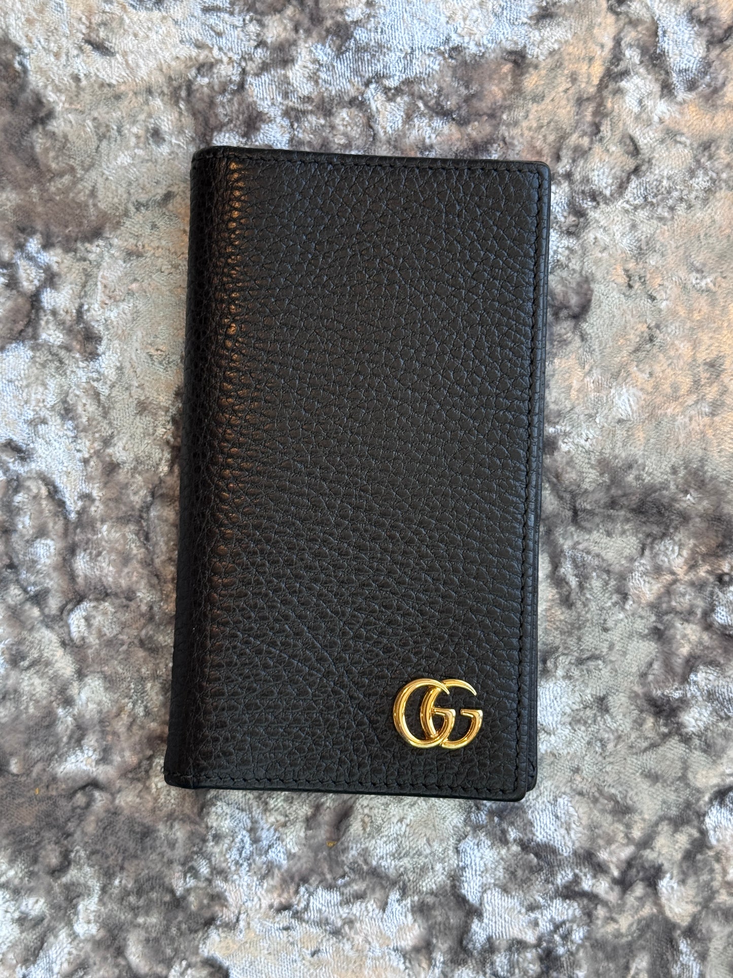 GUCCI GG Pebbled Leather Card Holder Black