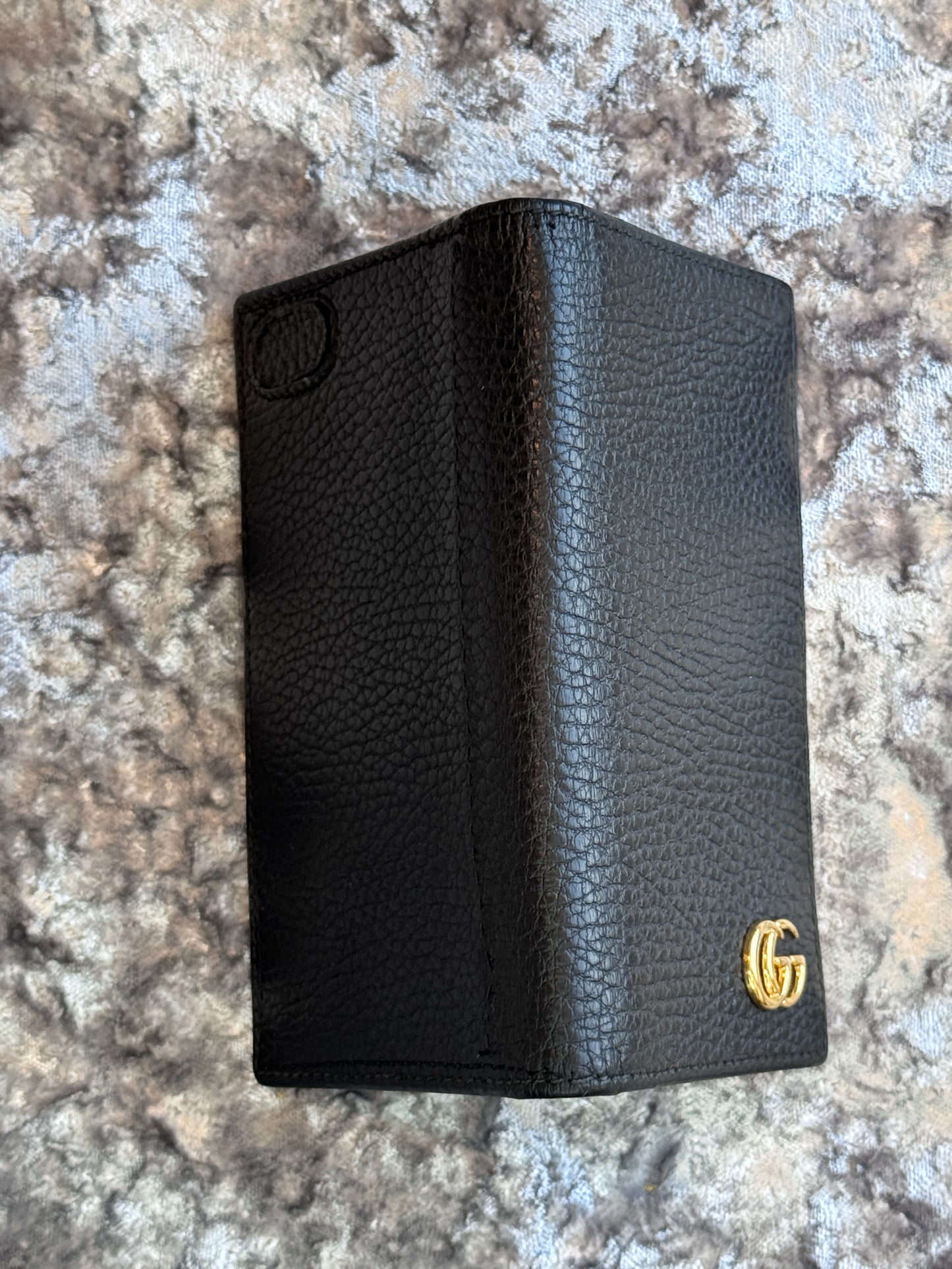 GUCCI GG Pebbled Leather Card Holder Black