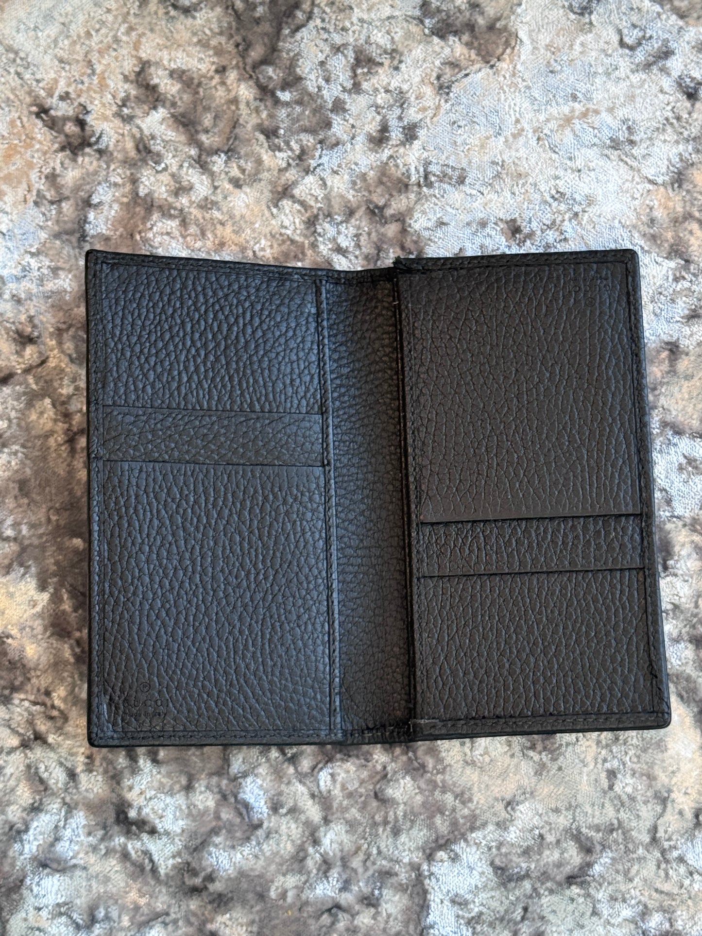 GUCCI GG Pebbled Leather Card Holder Black