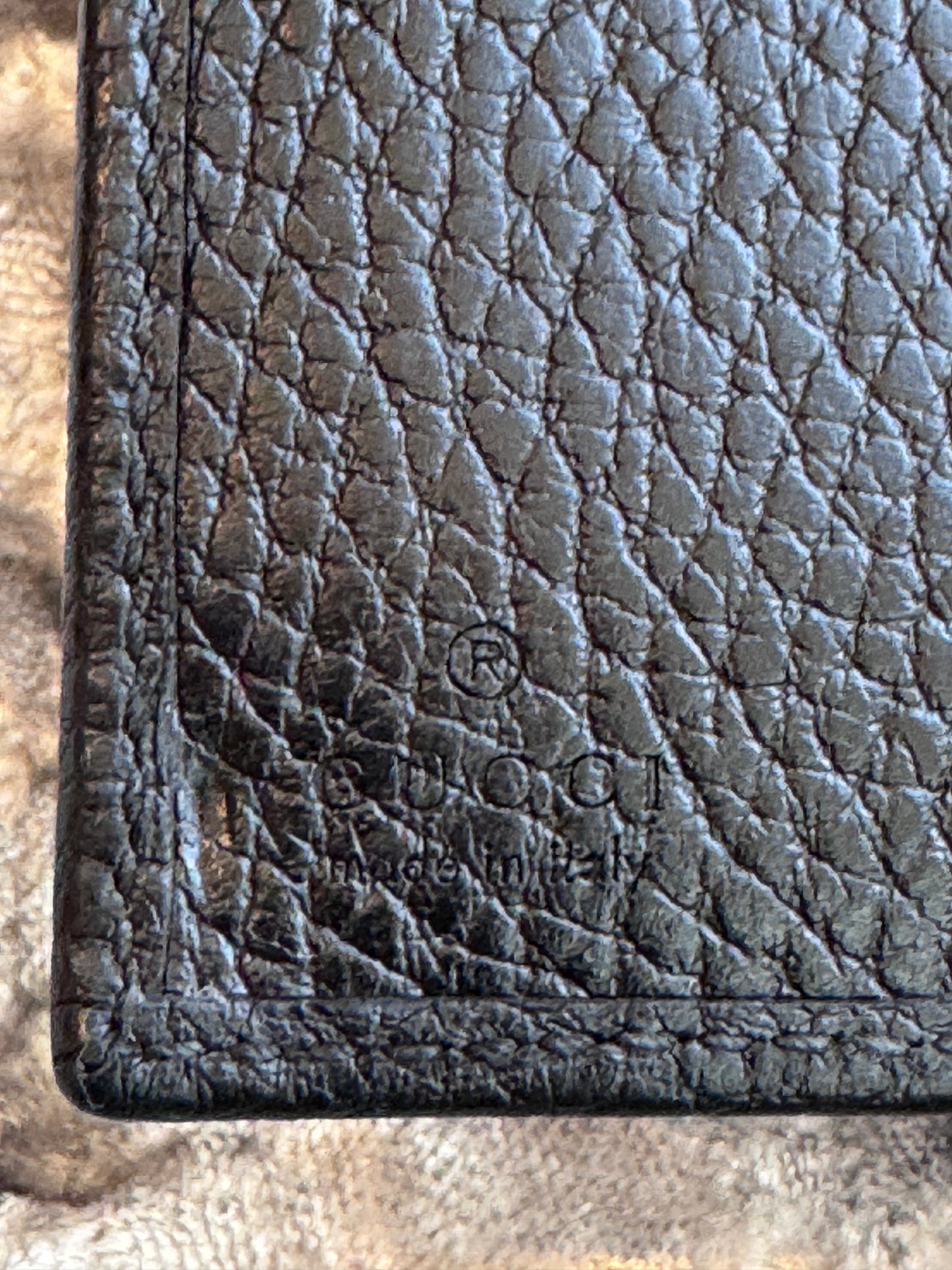 GUCCI GG Pebbled Leather Card Holder Black