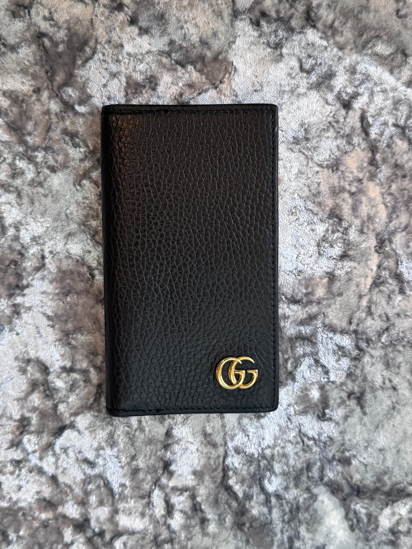 GUCCI GG Pebbled Leather Card Holder Black