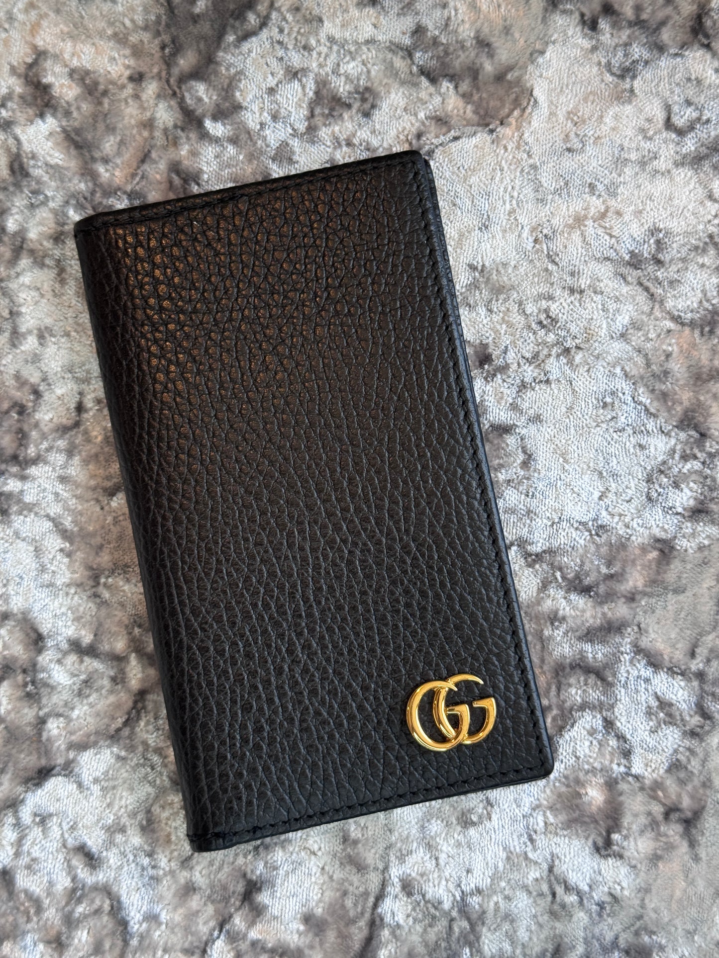 GUCCI GG Pebbled Leather Card Holder Black