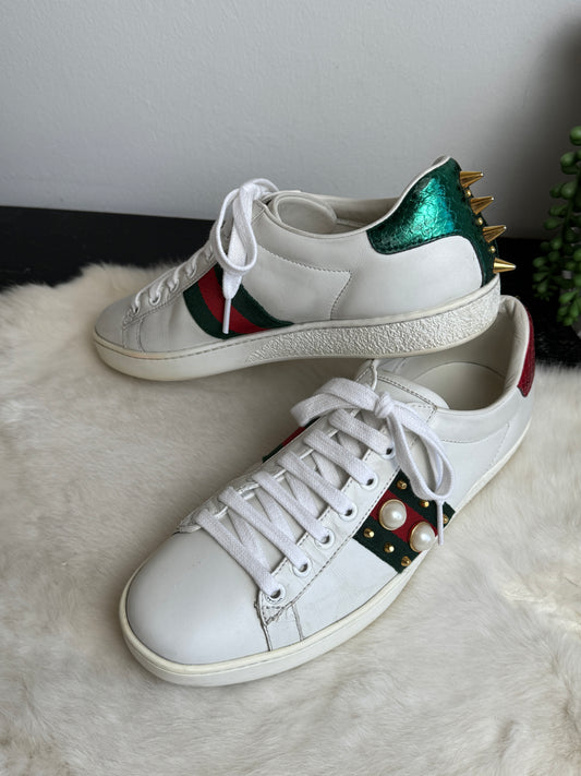 GUCCI Ace Pearl Spikes Sneakers 37EU