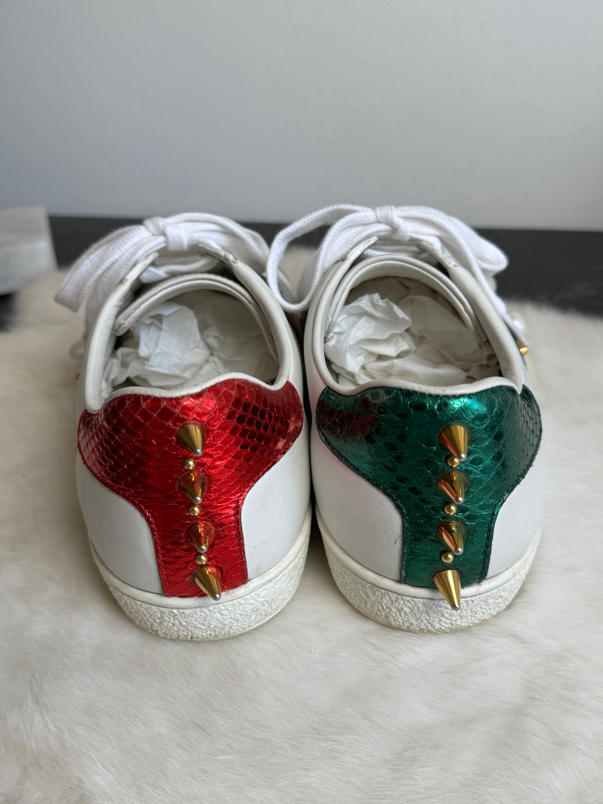 Ace Embroidered Gucci Ace Sneakers With Pearls GUCCI Ace Pearl