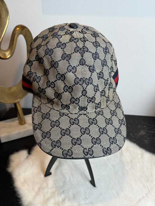 Gucci Canvas Monogram Web Hat Navy Medium