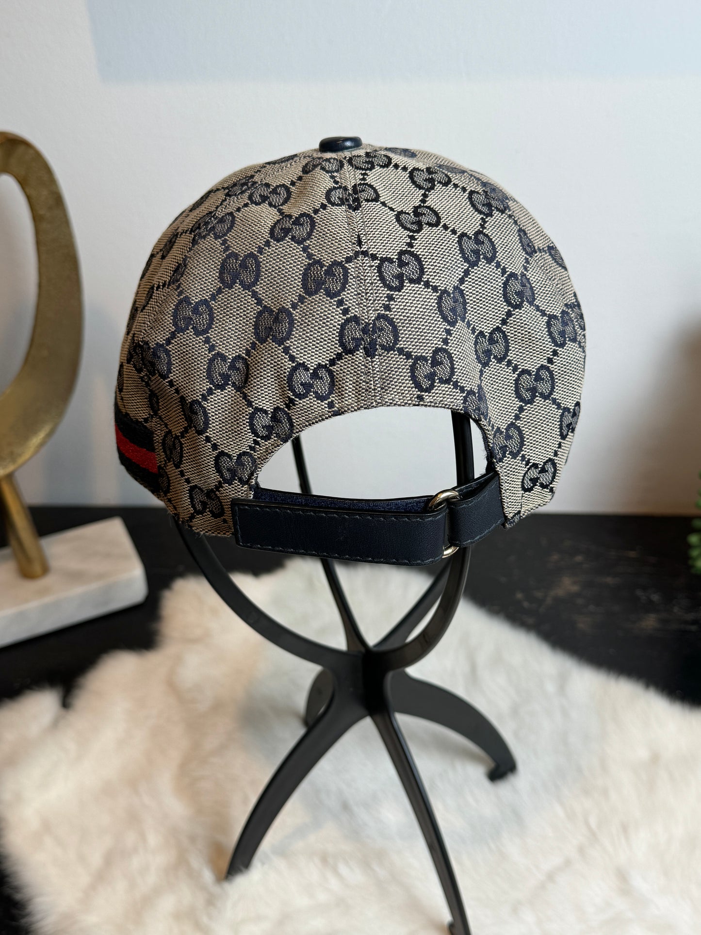 Gucci Canvas Monogram Web Hat Navy Medium