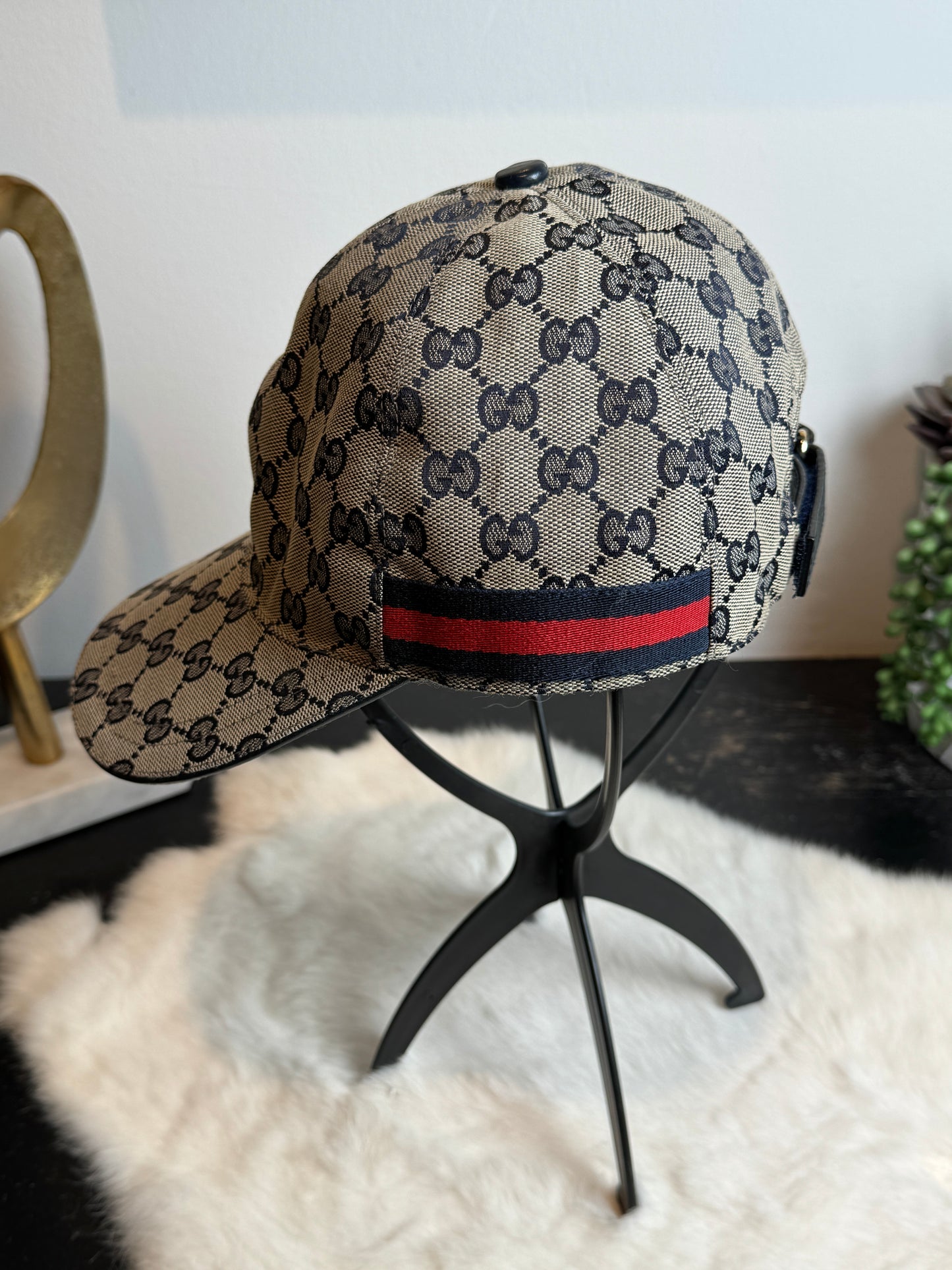 Gucci Canvas Monogram Web Hat Navy Medium