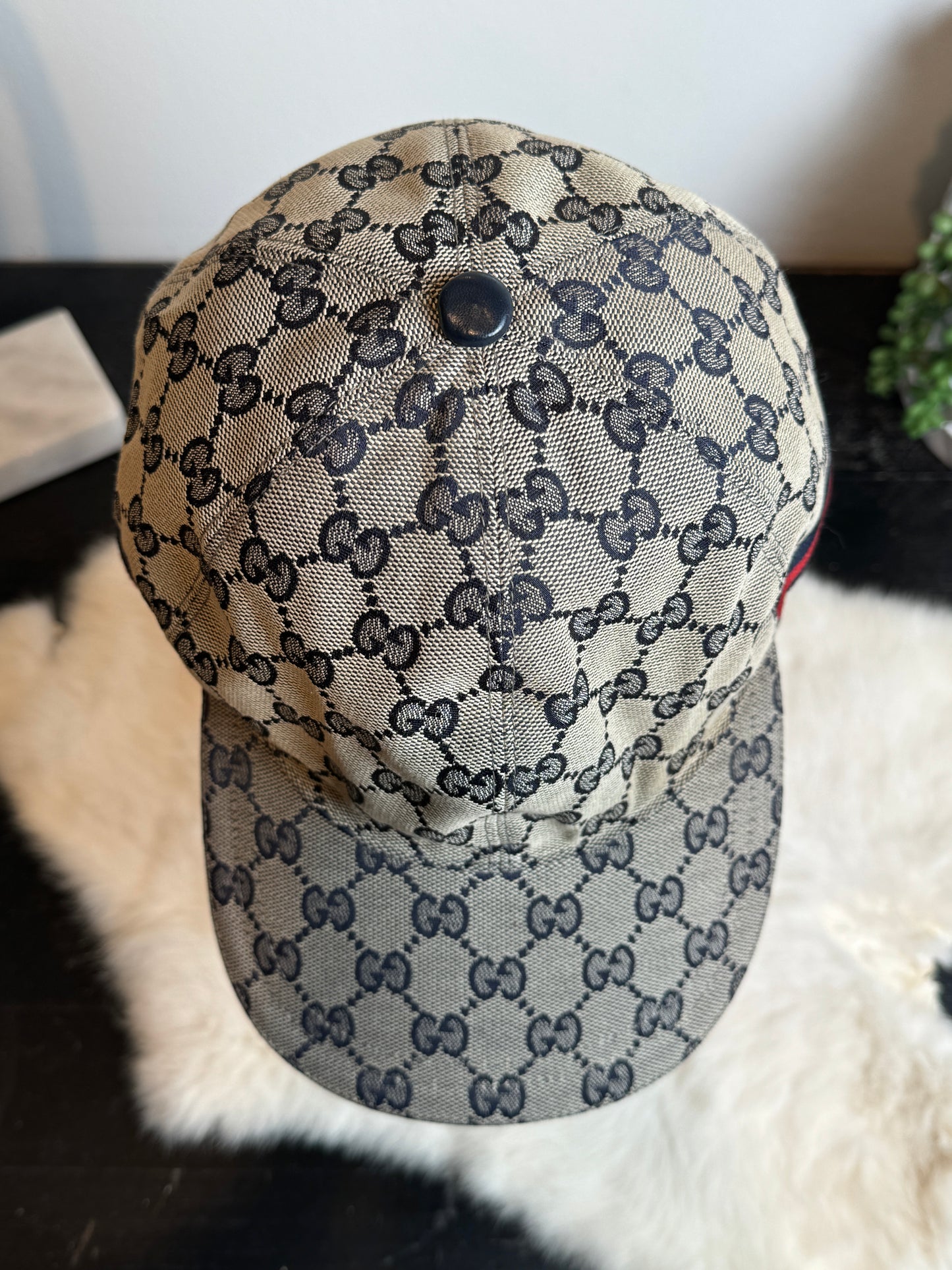 Gucci Canvas Monogram Web Hat Navy Medium