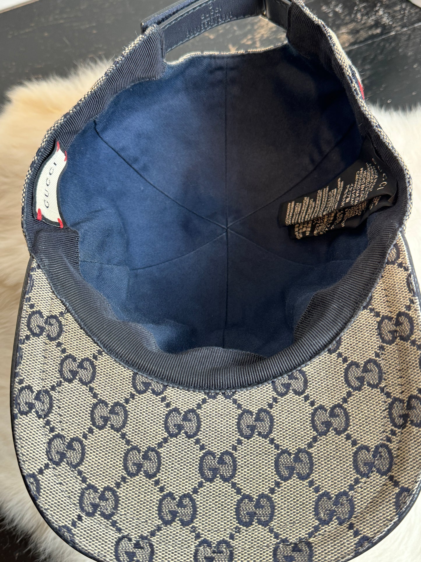 Gucci Canvas Monogram Web Hat Navy Medium