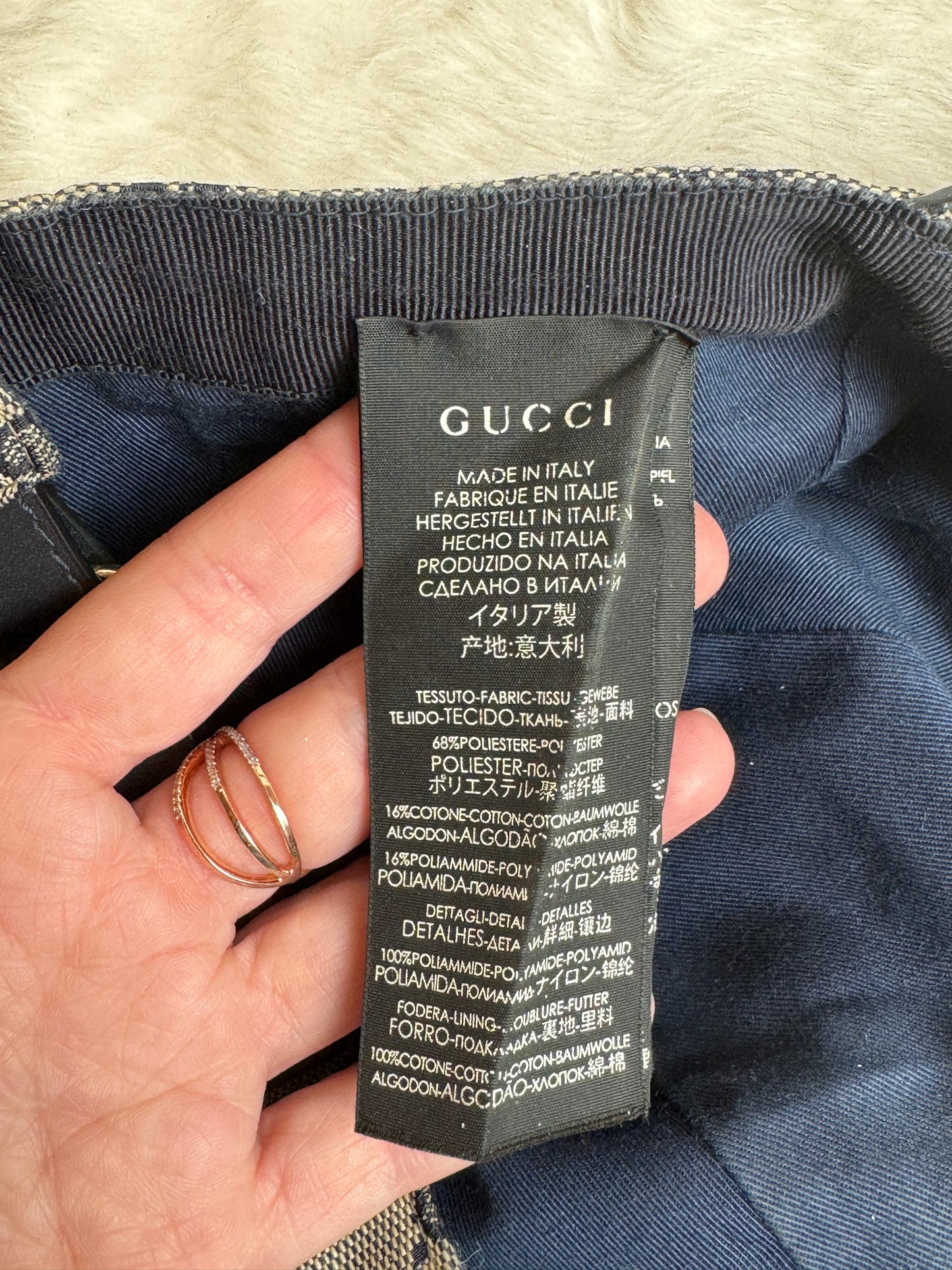 Gucci Canvas Monogram Web Hat Navy Medium