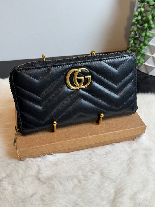 GUCCI Marmont GG Leather Long Zip Wallet