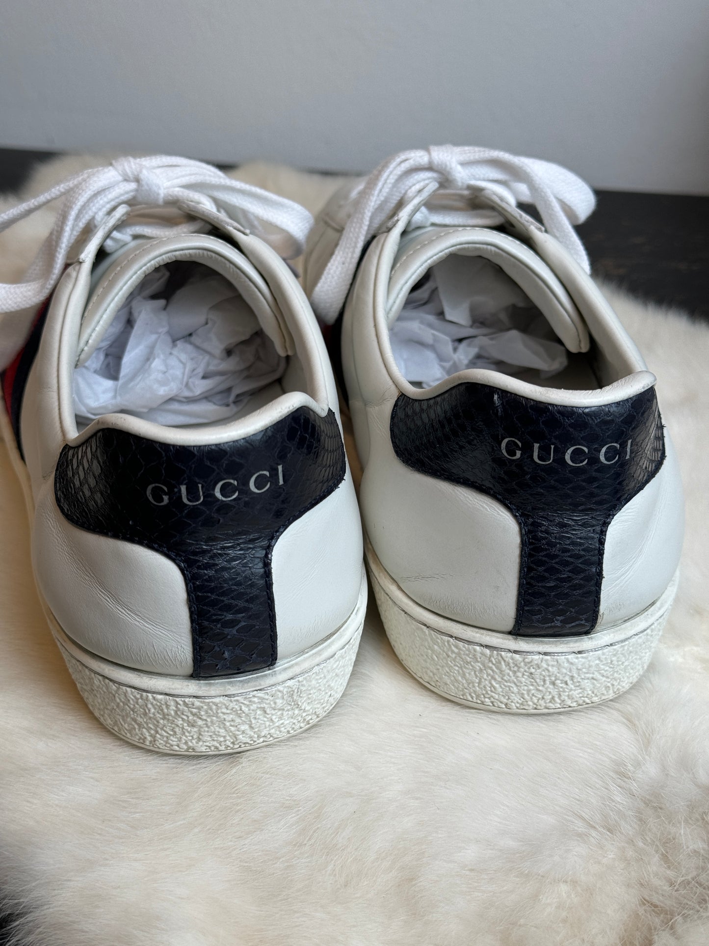 GUCCI Ace Basic WEB Navy/Red Sneakers Mens 7.5EU (40.5EU Womens)