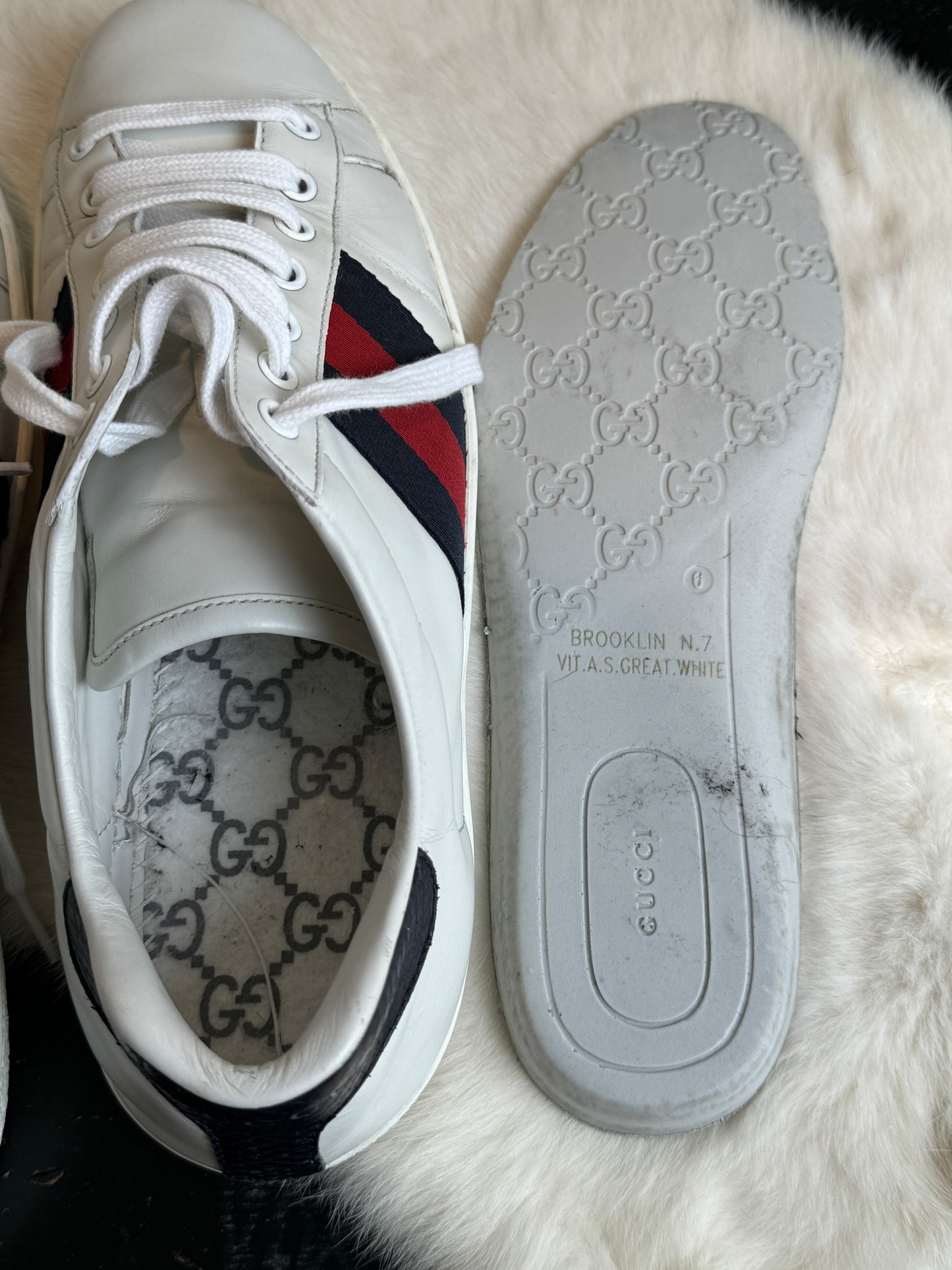 GUCCI Ace Basic WEB Navy/Red Sneakers Mens 7.5EU (40.5EU Womens)