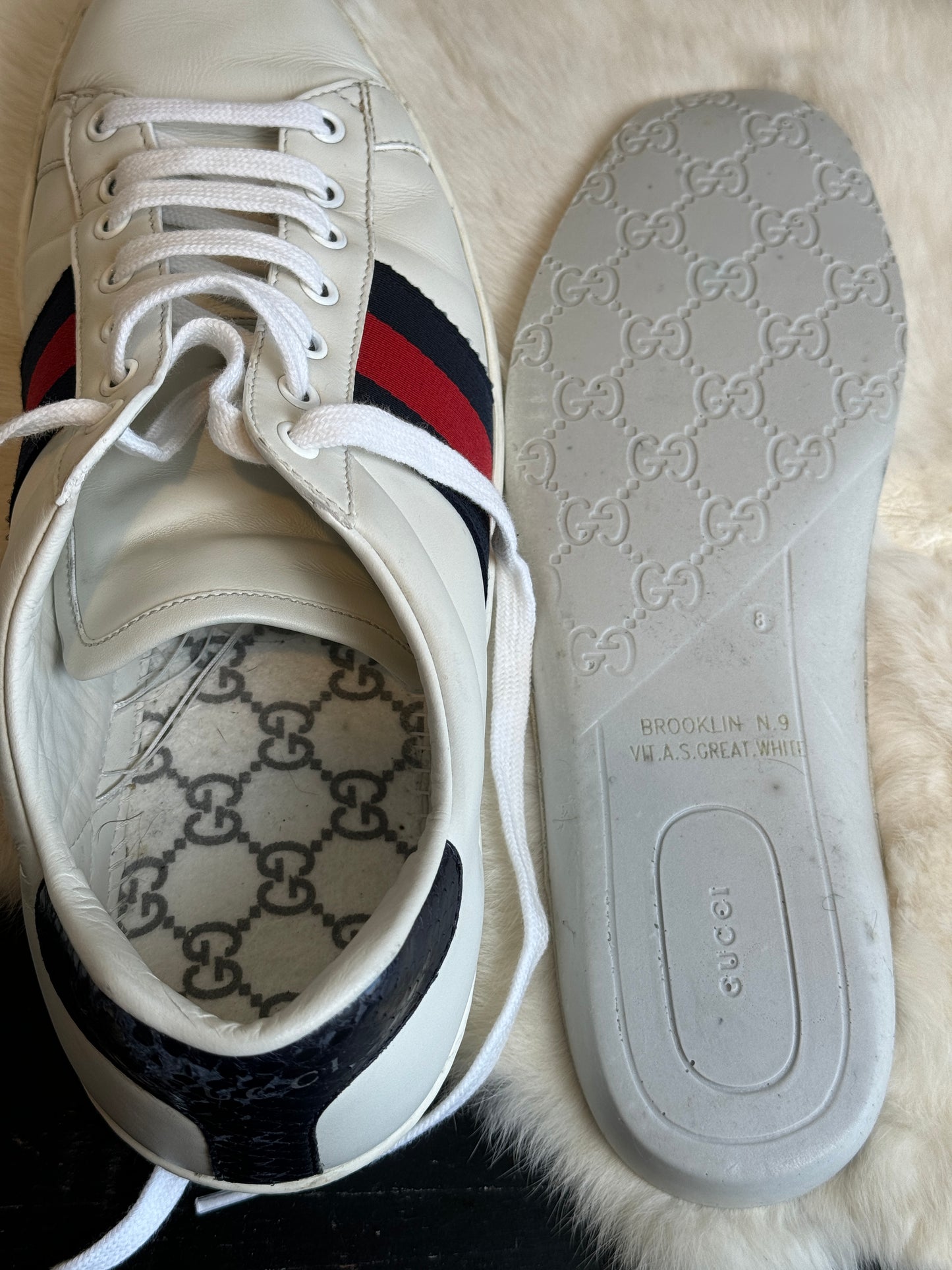 GUCCI Ace Navy/Red Web Sneakers 9EU (42EU)