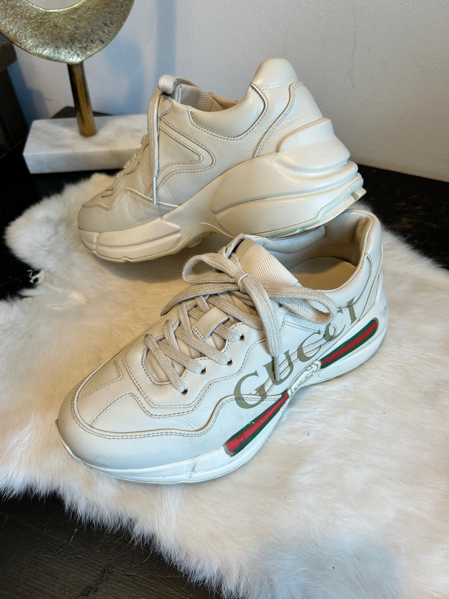 Gucci Rhyton Logo Ivory Women's Sneakers 36EU