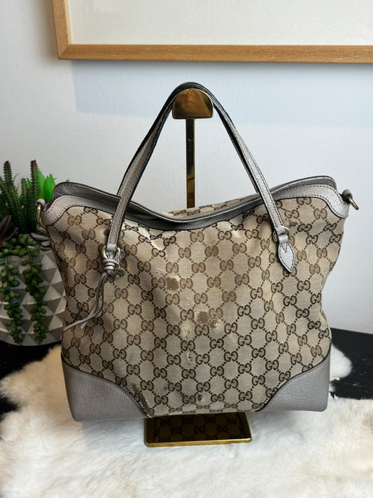 GUCCI Small Beige Canvas Tote