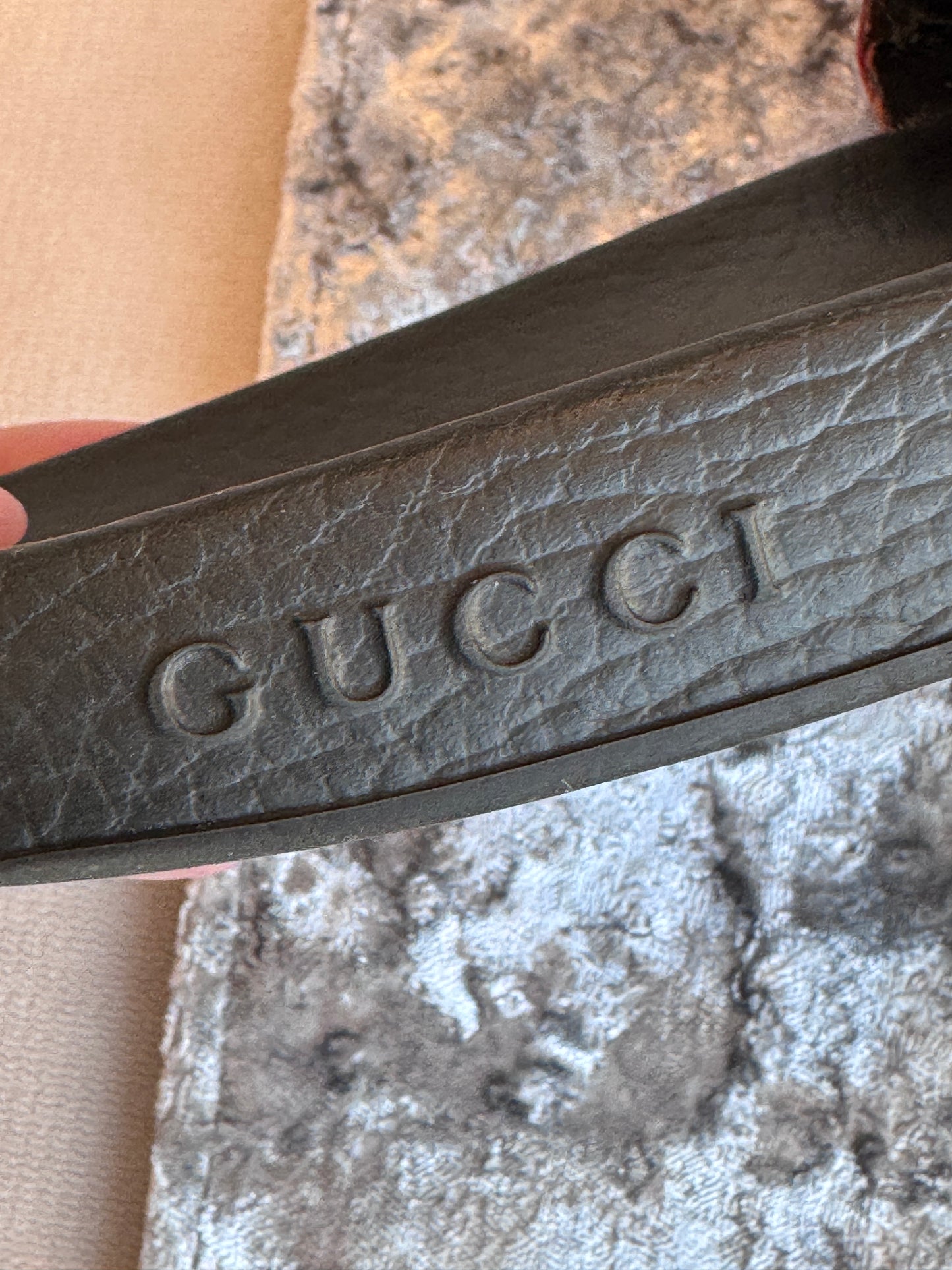 GUCCI Guccissima Leather Womens Slides Red 38EU