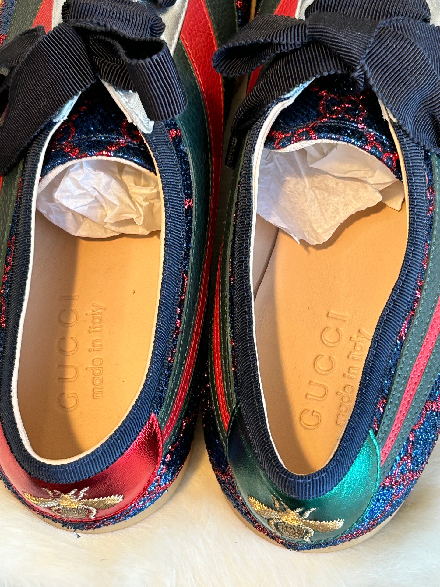 Gucci Like NEW! Falacer Lurex Blue Mens Mixed Size 6.5EU/7.5EU (39.5EU/40.5EU)