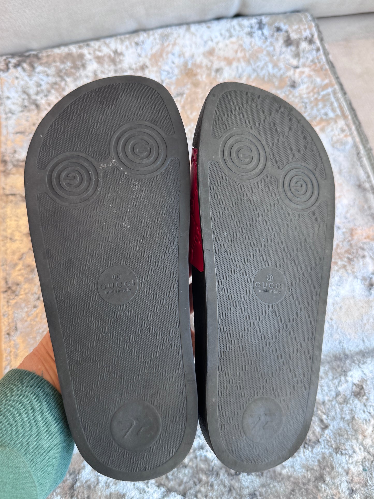 GUCCI Guccissima Leather Womens Slides Red 37EU