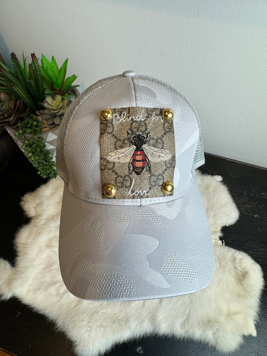 Re-Purposed Gray Camo Trucker Hat Bee