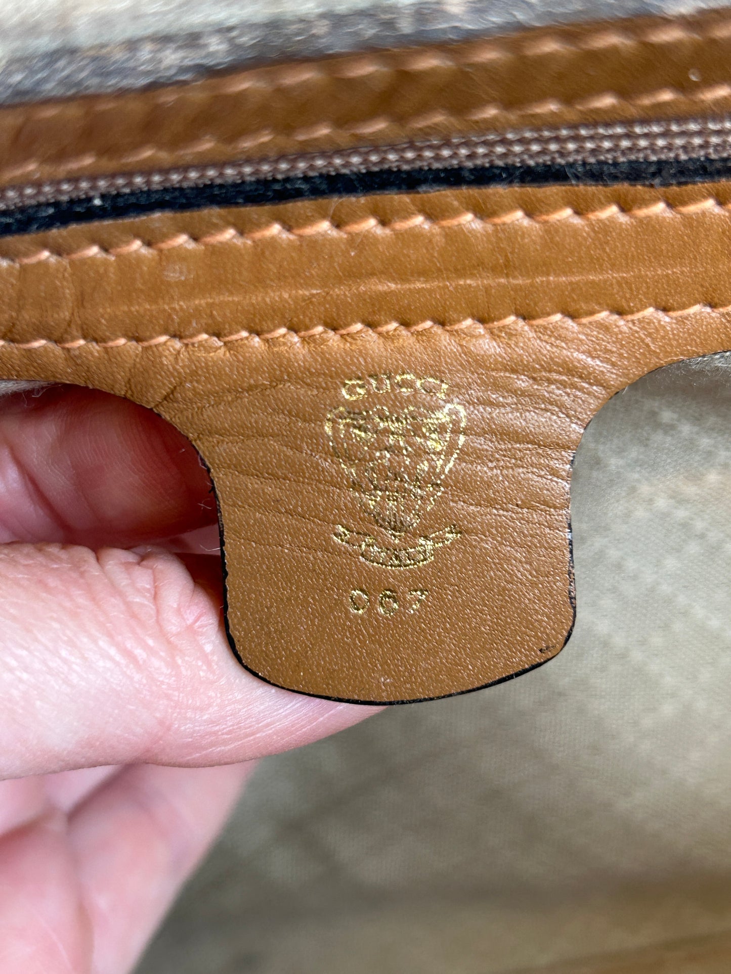 GUCCI Vintage Tan Micro GG Monogram Doctor Bag
