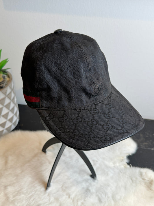 Gucci Canvas Monogram Web Hat Black Medium