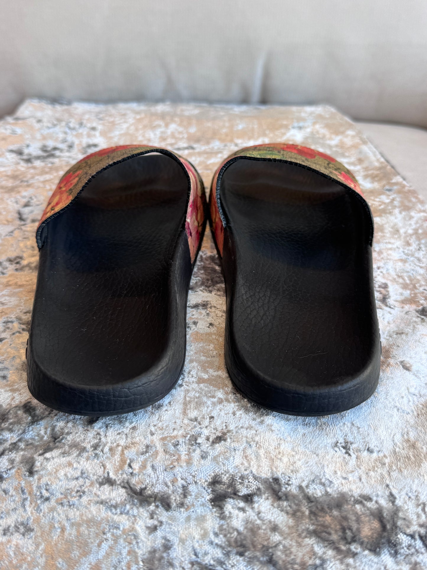 GUCCI Supreme Canvas Blooms Womens Slides 38EU