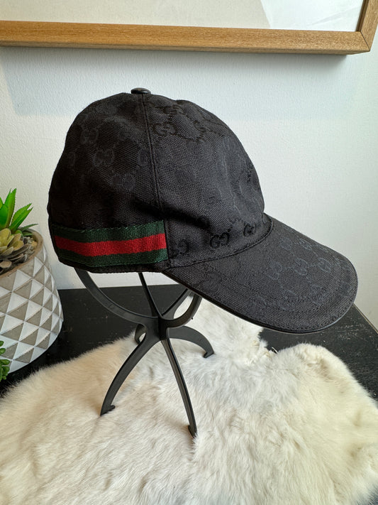 Gucci Canvas Monogram Web Hat Black Small