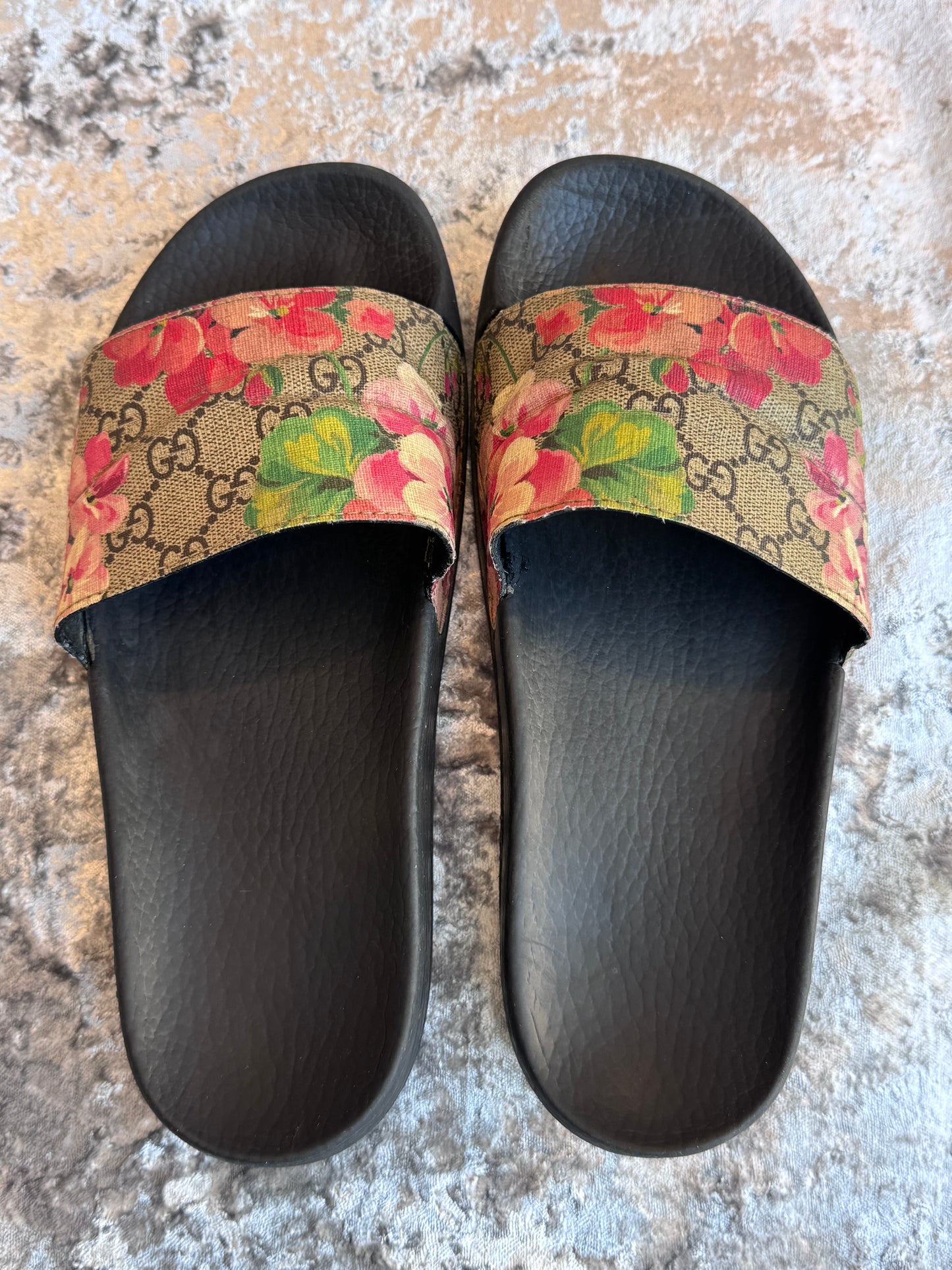 GUCCI Supreme Canvas Blooms Women's Slides 40EU