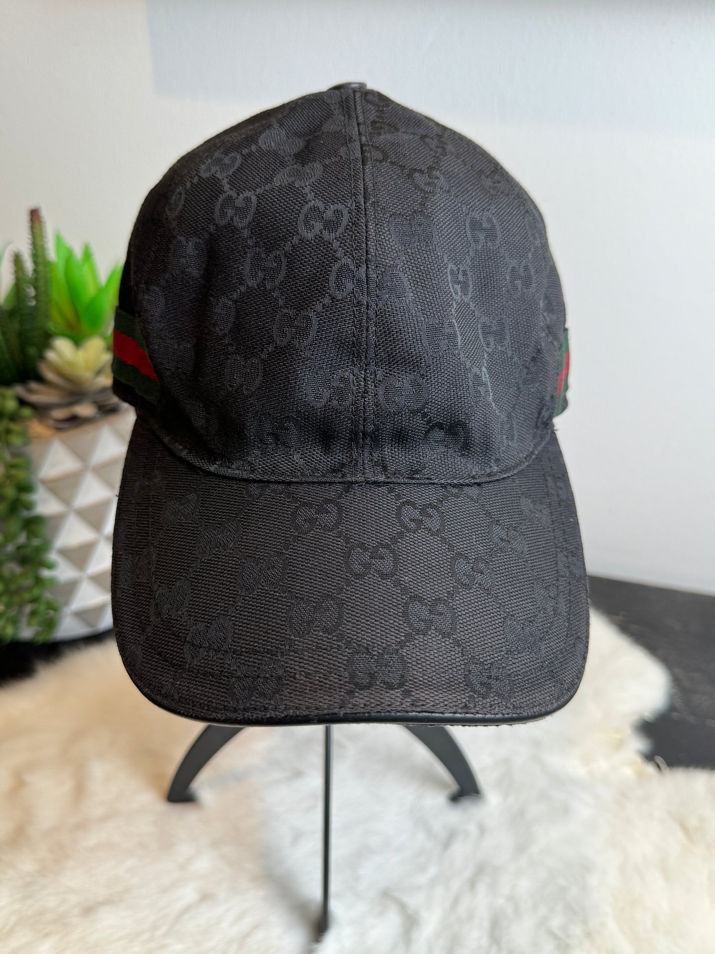 Gucci Canvas Monogram Web Hat Black Medium