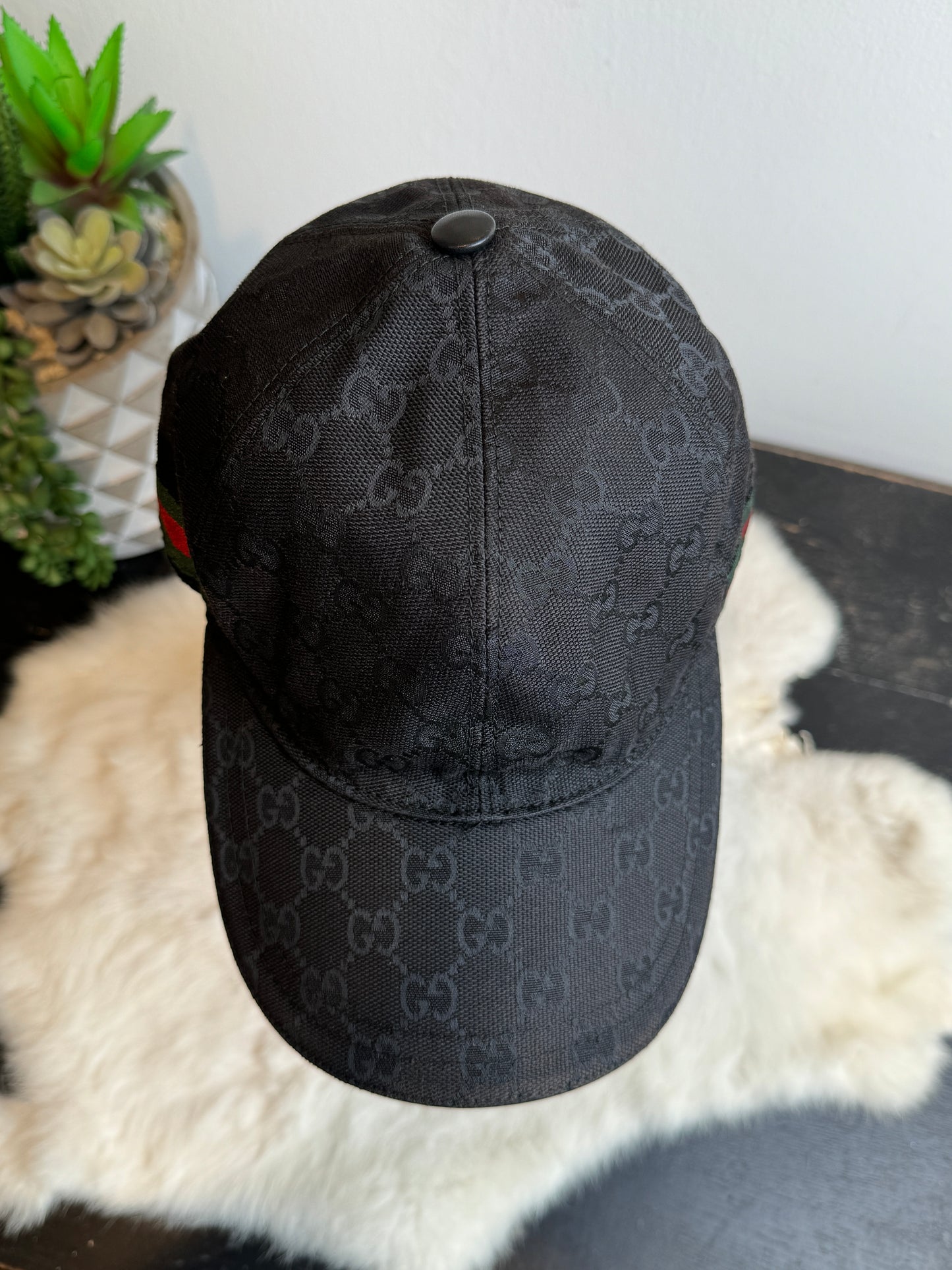 Gucci Canvas Monogram Web Hat Black Medium