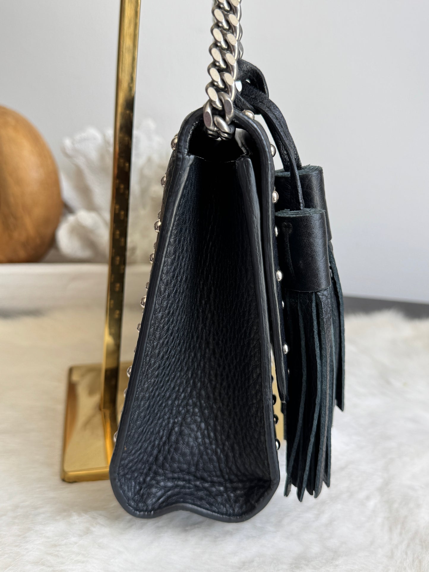 GUCCI Miss Bamboo Black Studded Chain Bag
