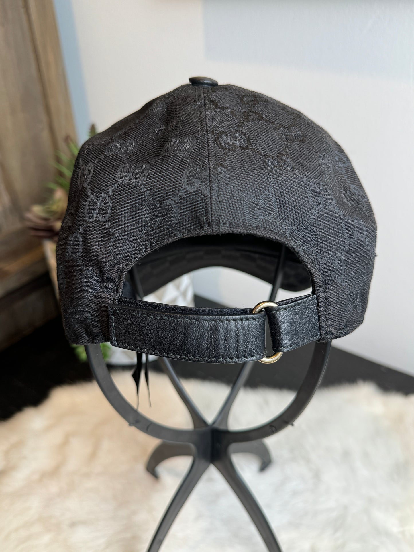 Gucci Canvas Monogram Web Hat Black Medium