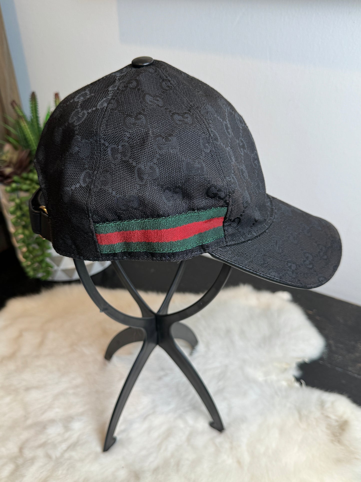 Gucci Canvas Monogram Web Hat Black Medium