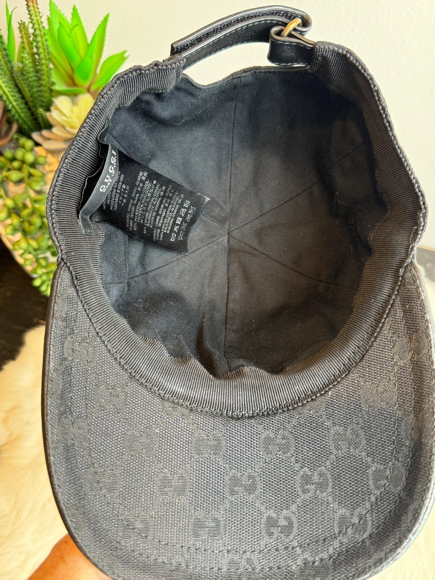 Gucci Canvas Monogram Web Hat Black Medium