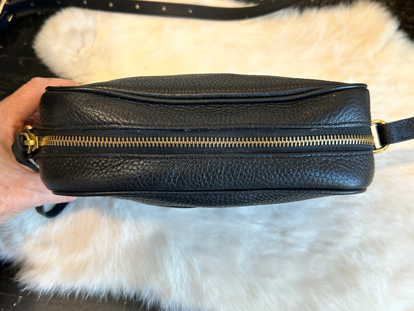 GUCCI Soho Disco Black Pebbled Camera Bag