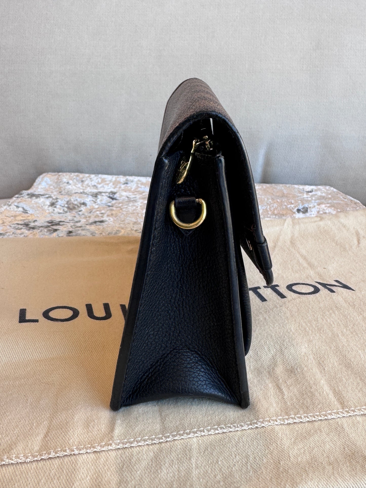 Louis Vuitton Vavin Chain Wallet Damier Ebene Black Crossbody