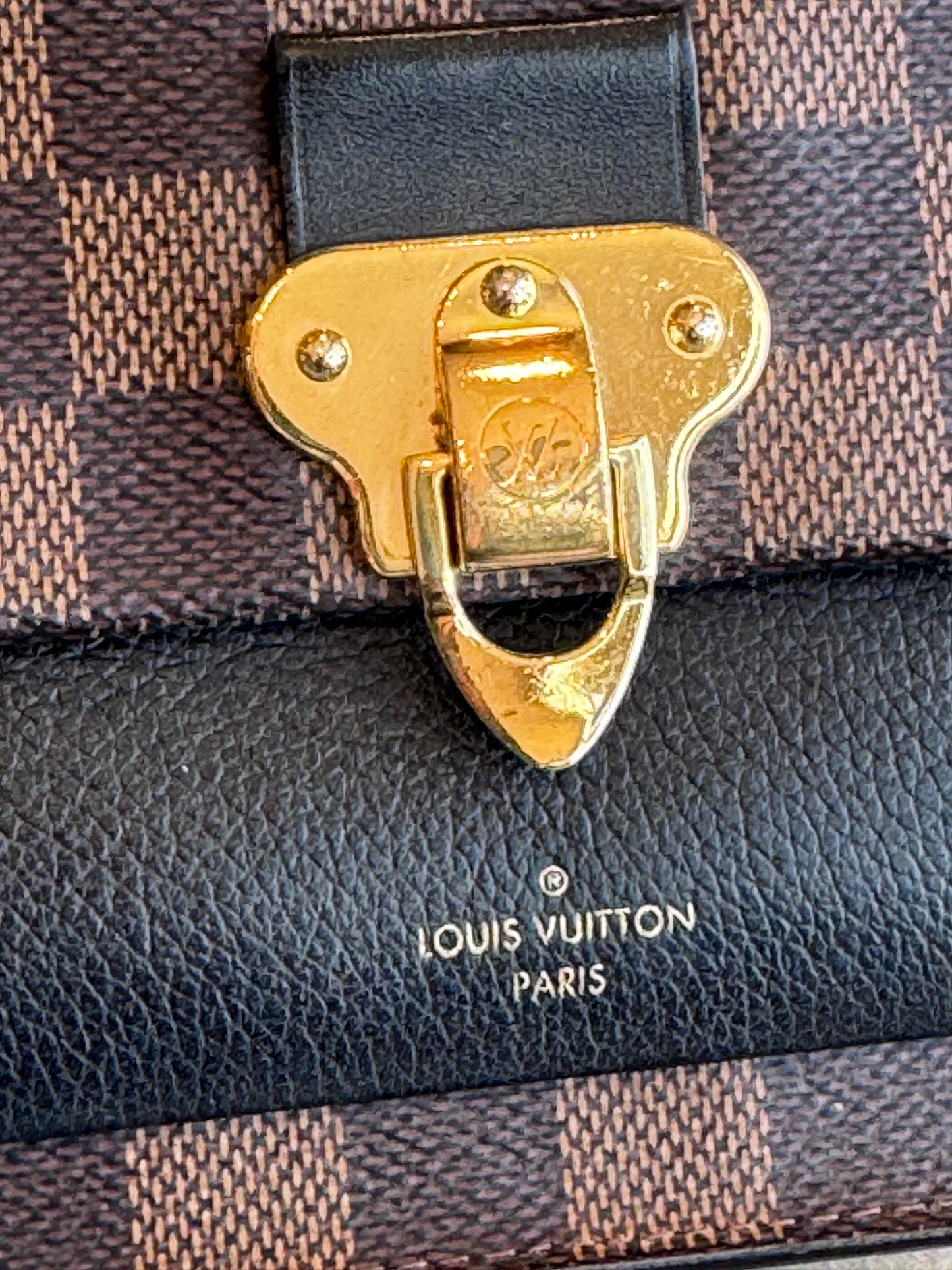 Louis Vuitton Vavin Chain Wallet Damier Ebene Black Crossbody
