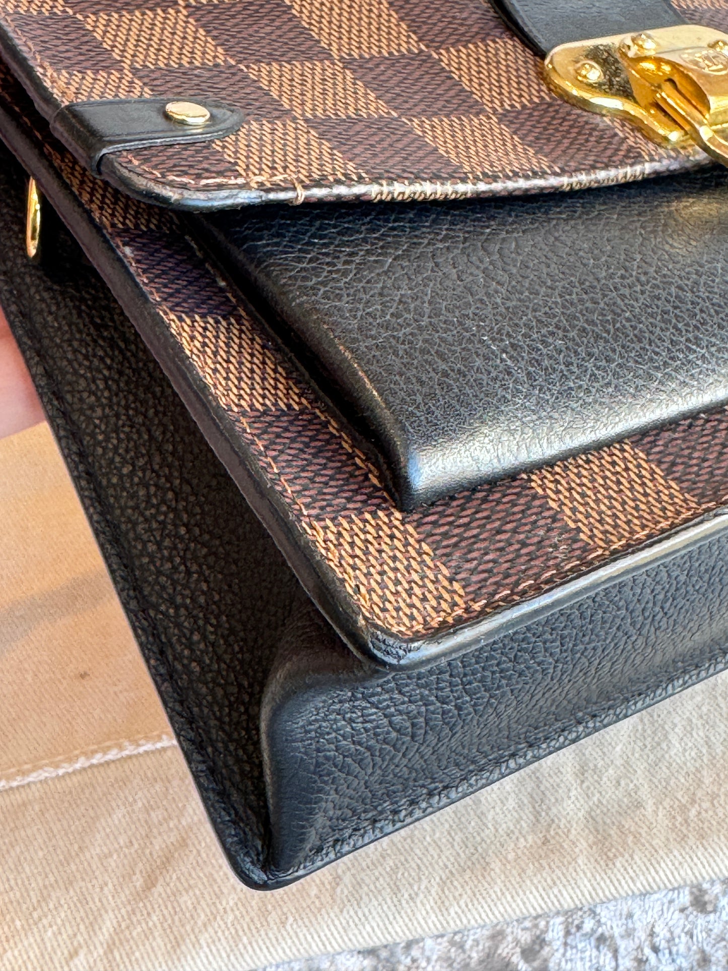 Louis Vuitton Vavin Chain Wallet Damier Ebene Black Crossbody