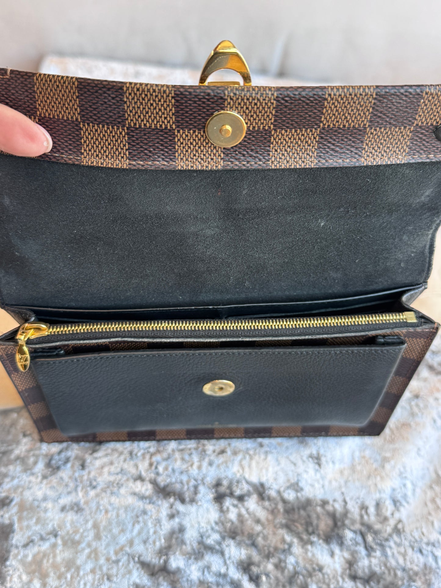 Louis Vuitton Vavin Chain Wallet Damier Ebene Black Crossbody