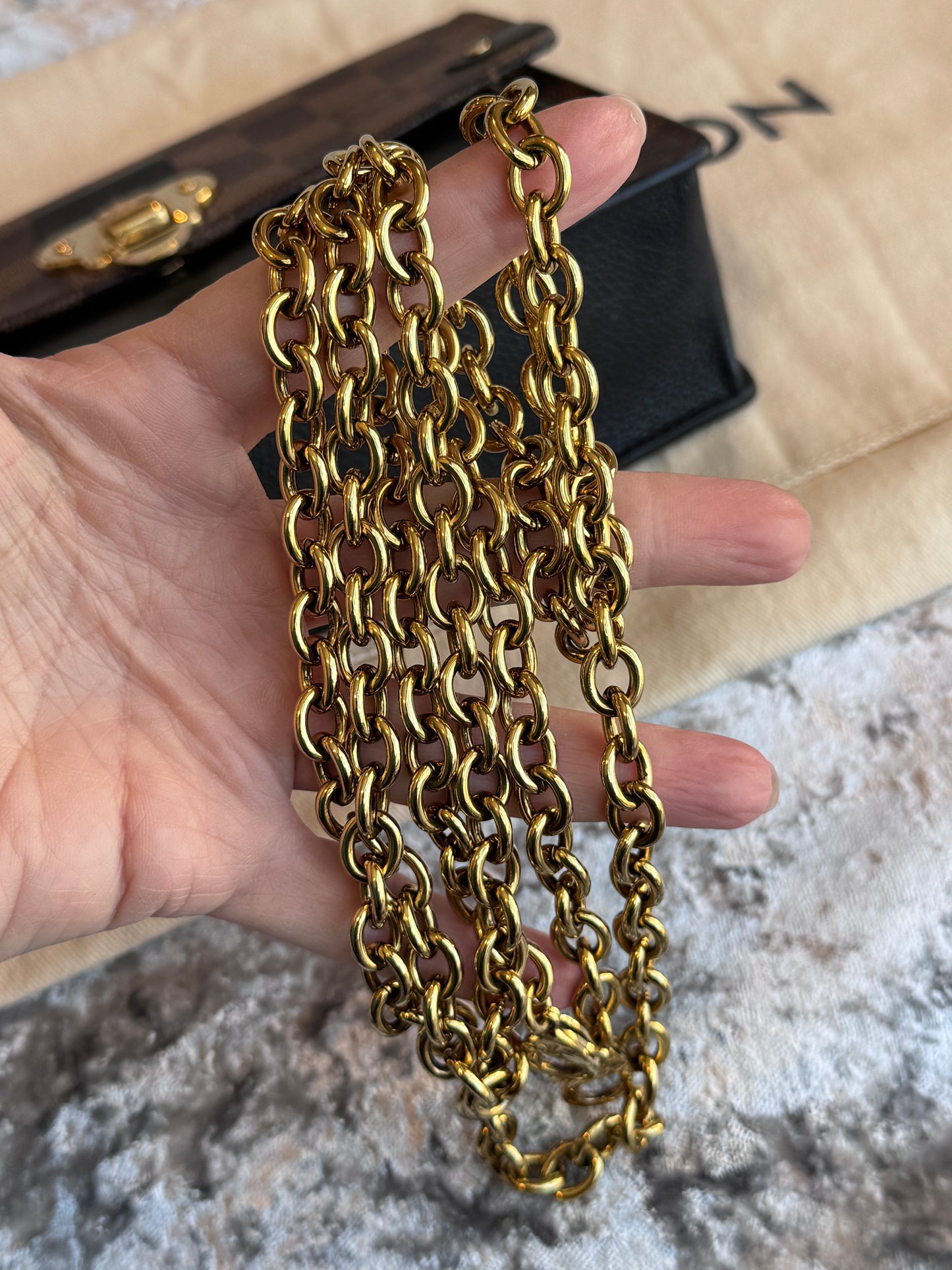 Louis Vuitton Vavin Chain Wallet Damier Ebene Black Crossbody