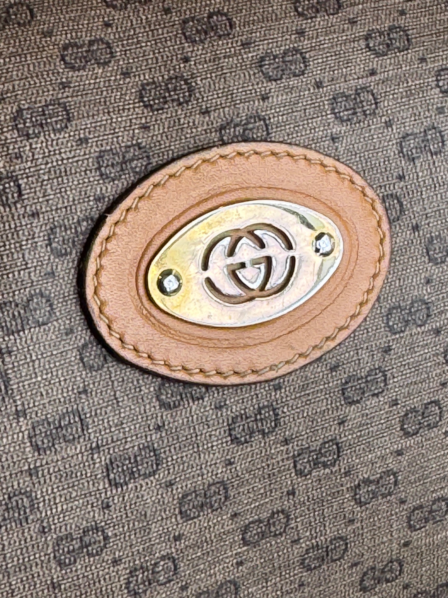 GUCCI Vintage Tan Micro GG Monogram Crossbody